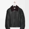 Bomber in pelle di agnello nappa Nero/Marrone