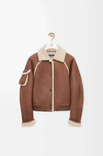 Bomber in shearling marrone