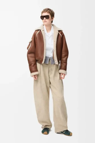 Bomber in shearling marrone