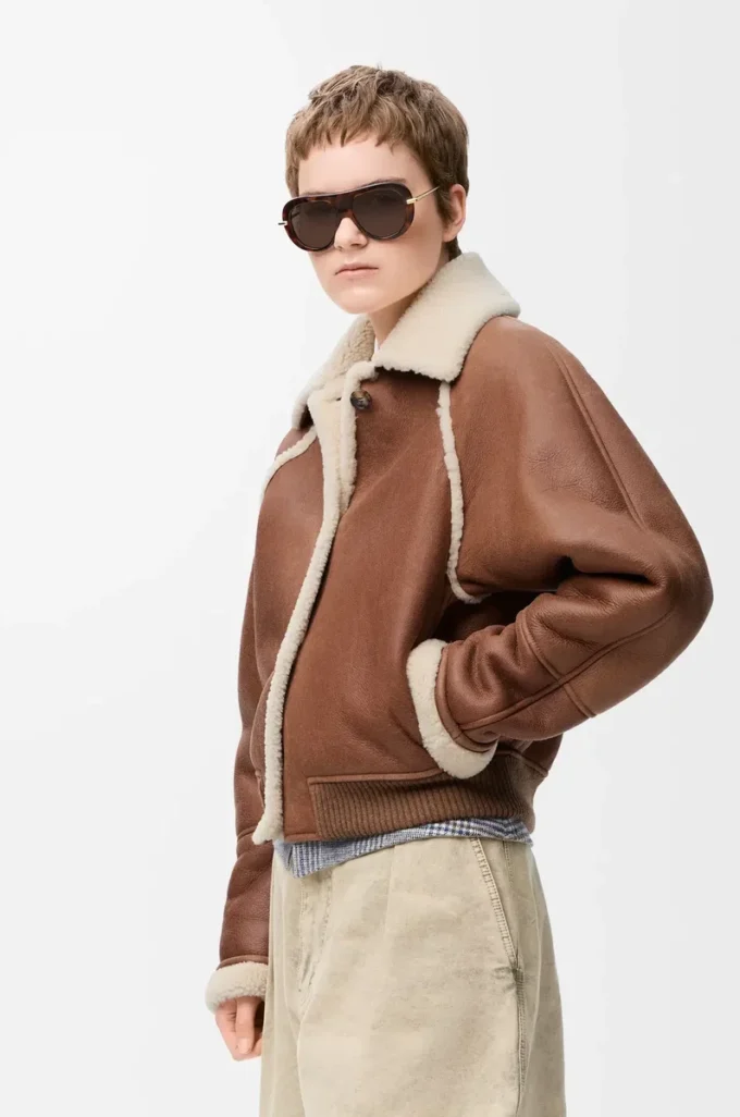 Bomber in shearling marrone Bomber in shearling marrone