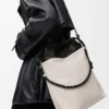Borsa a mano Flamenco in morbida pelle di agnello nappa Light Ghost/Black Borsa a mano Flamenco in morbida pelle di agnello nappa Light Ghost/Black