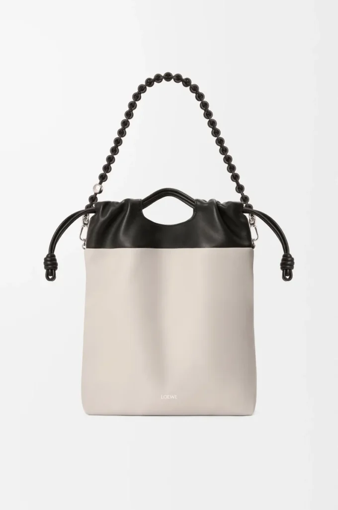 Borsa a mano Flamenco in morbida pelle di agnello nappa Light Ghost/Black Borsa a mano Flamenco in morbida pelle di agnello nappa Light Ghost/Black