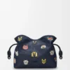 Borsa a mano Flamenco media Cats in denim ricamato Blu Borsa a mano Flamenco media Cats in denim ricamato Blu
