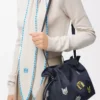 Borsa a mano Flamenco media Cats in denim ricamato Blu Borsa a mano Flamenco media Cats in denim ricamato Blu