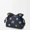 Borsa a mano Flamenco media Cats in denim ricamato Blu Borsa a mano Flamenco media Cats in denim ricamato Blu