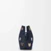 Borsa a mano Flamenco media Cats in denim ricamato Blu Borsa a mano Flamenco media Cats in denim ricamato Blu