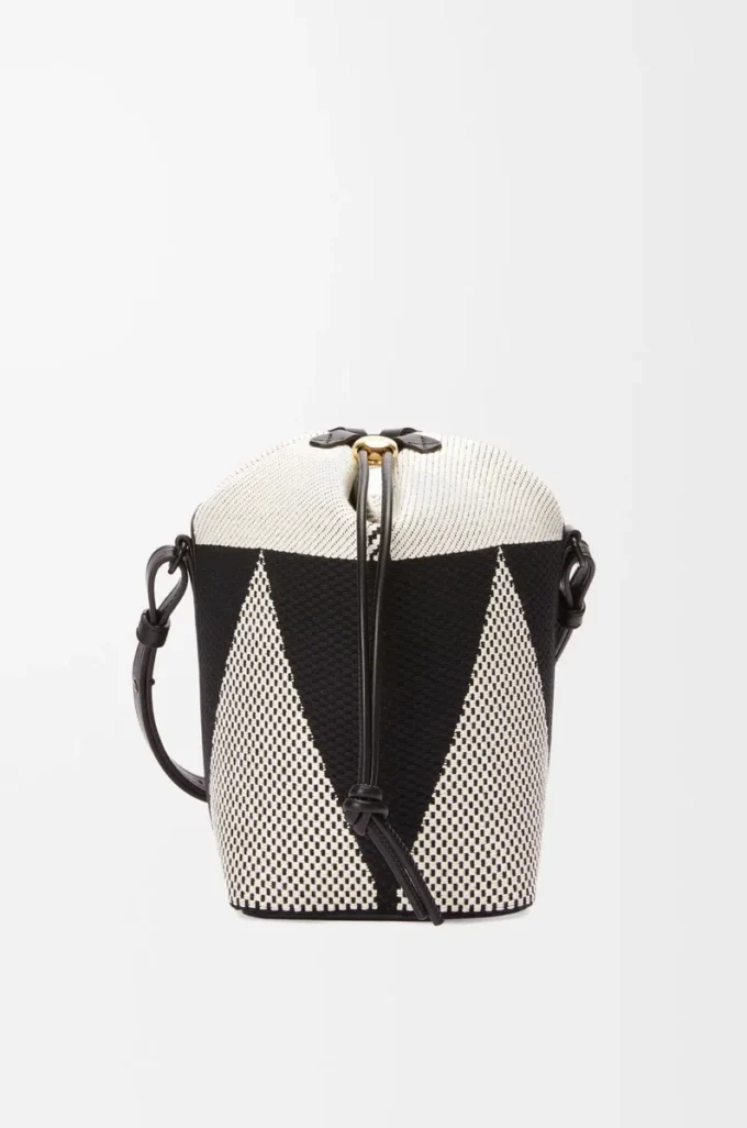 Borsa a secchiello Small Treasure Bako in jacquard di tela e pelle di vitello Naturale/Nero Borsa a secchiello Small Treasure Bako in jacquard di tela e pelle di vitello Naturale/Nero