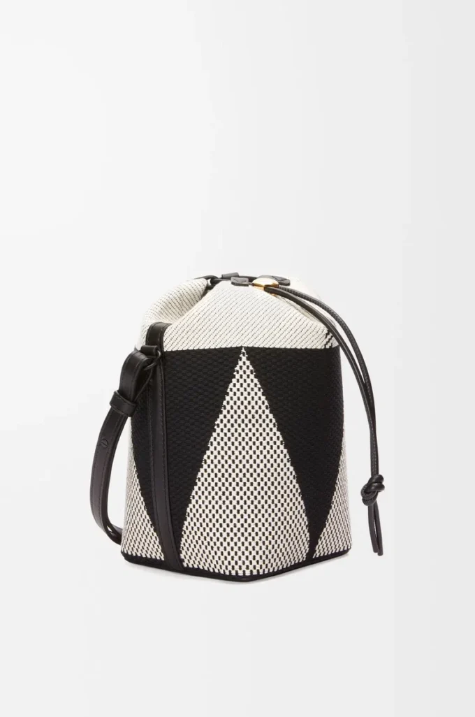 Borsa a secchiello Small Treasure Bako in jacquard di tela e pelle di vitello Naturale/Nero Borsa a secchiello Small Treasure Bako in jacquard di tela e pelle di vitello Naturale/Nero