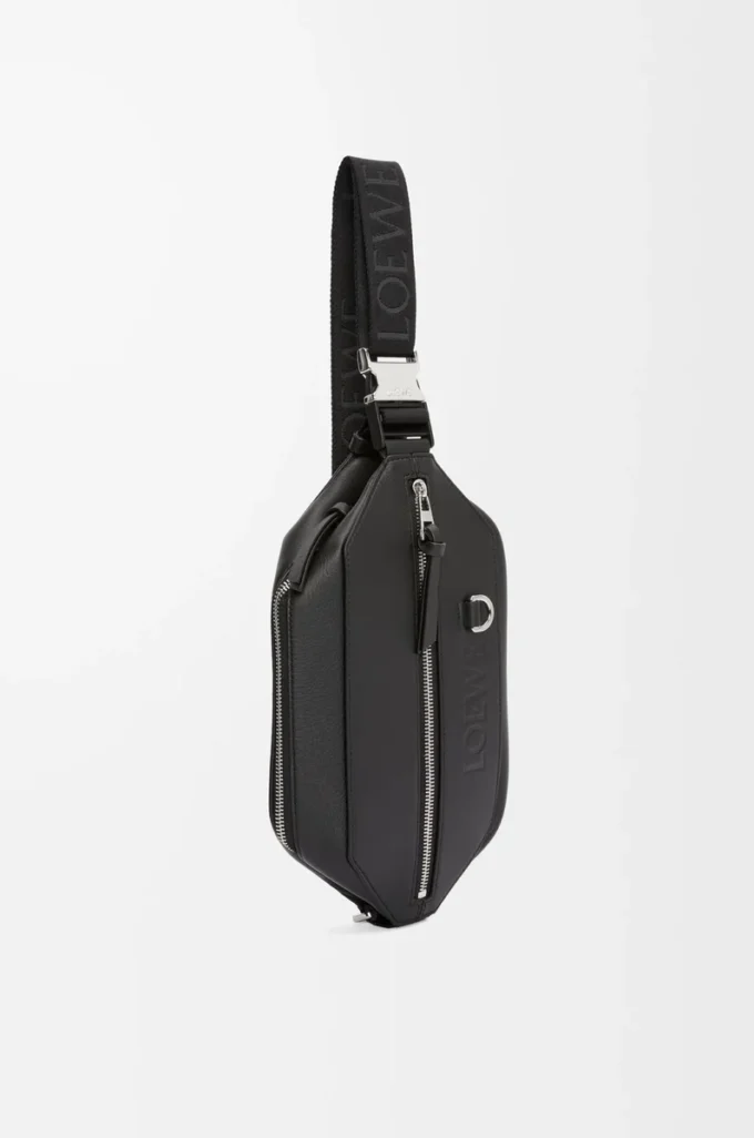Borsa a tracolla convertibile in classica pelle di vitello Nero