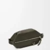Borsa a tracolla convertibile in pelle di vitello classica color kaki scuro