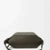 Borsa a tracolla convertibile in pelle di vitello classica color kaki scuro