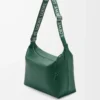 Borsa a tracolla Cubi in morbida pelle di vitello liscia e jacquard Evergreen