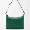 Borsa a tracolla Cubi in morbida pelle di vitello liscia e jacquard Evergreen
