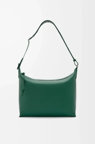 Borsa a tracolla Cubi in morbida pelle di vitello liscia e jacquard Evergreen