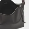 Borsa a tracolla Cubi in morbida pelle di vitello liscia e jacquard grigio scuro Borsa a tracolla Cubi in morbida pelle di vitello liscia e jacquard grigio scuro