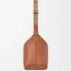 Borsa a tracolla Cubi in morbida pelle di vitello liscia e jacquard marrone chiaro