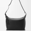 Borsa a tracolla Cubi in morbida pelle di vitello liscia e jacquard nero