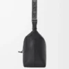Borsa a tracolla Cubi in morbida pelle di vitello liscia e jacquard nero