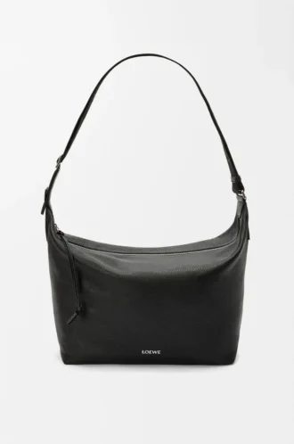 Borsa a tracolla Cubi in morbida pelle di vitello martellata Nero