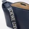 Borsa a tracolla Cubi piccola in morbida pelle di vitello liscia e jacquard Deep Navy