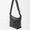 Borsa a tracolla Cubi piccola in morbida pelle di vitello liscia e jacquard nero