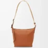 Borsa a tracolla Cubi piccola in morbida pelle di vitello liscia e jacquard Tan