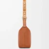 Borsa a tracolla Cubi piccola in morbida pelle di vitello liscia e jacquard Tan