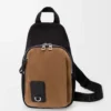 Borsa a tracolla Flex in tela e pelle scamosciata Nero/Oro scuro
