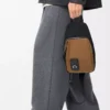 Borsa a tracolla Flex in tela e pelle scamosciata Nero/Oro scuro