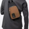 Borsa a tracolla Flex in tela e pelle scamosciata Nero/Oro scuro