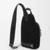 Borsa a tracolla Flex in tela e pelle scamosciata Nero/Oro scuro