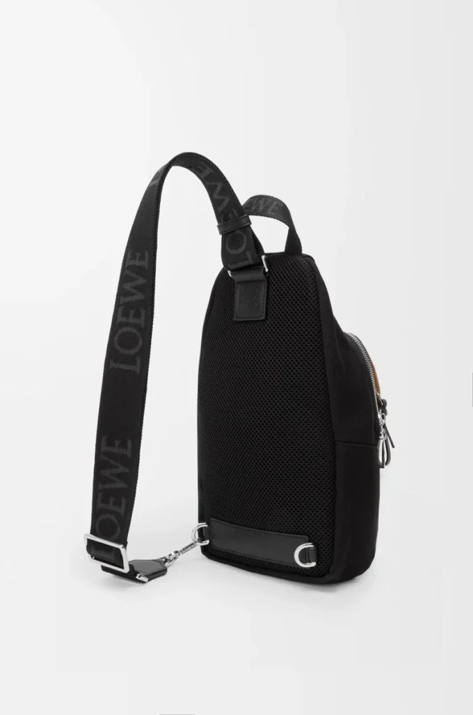 Borsa a tracolla Flex in tela e pelle scamosciata Nero/Oro scuro