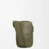 Borsa a tracolla verticale in pelle di vitello satinata verde kaki Borsa a tracolla verticale in pelle di vitello satinata verde kaki