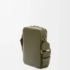 Borsa a tracolla verticale in pelle di vitello satinata verde kaki Borsa a tracolla verticale in pelle di vitello satinata verde kaki