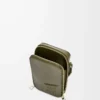 Borsa a tracolla verticale in pelle di vitello satinata verde kaki Borsa a tracolla verticale in pelle di vitello satinata verde kaki