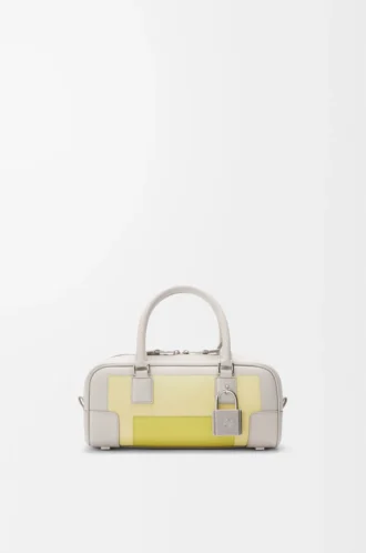 Borsa Amazona 23 corta in pelle di vitello nappa grigio chiaro/citrino chiaro
