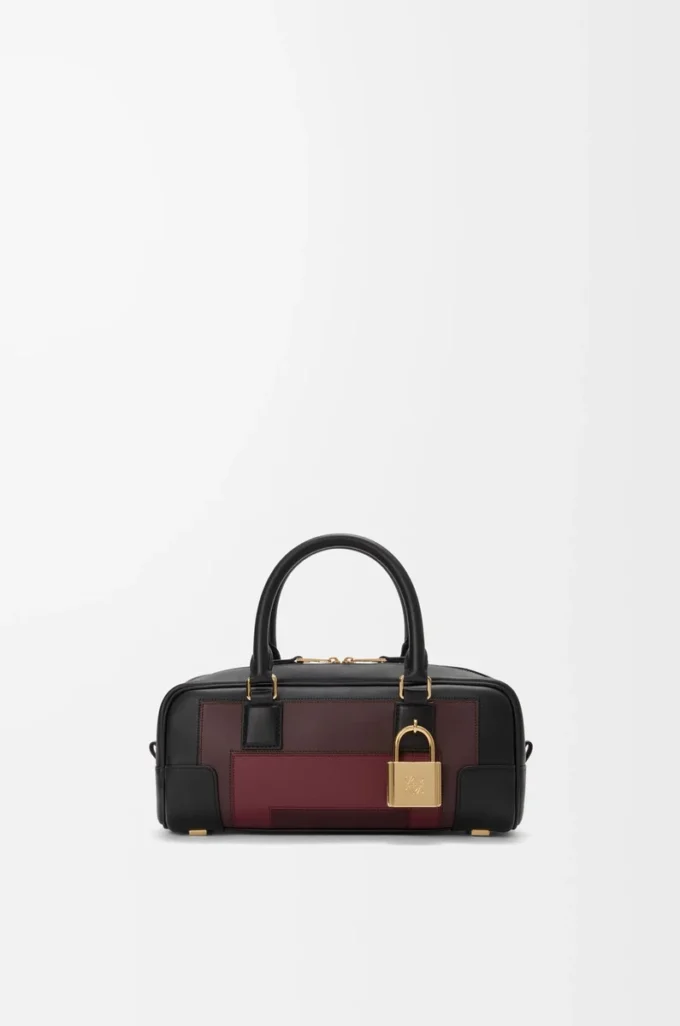 Borsa Amazona 23 corta in pelle di vitello nappa Nero/Borgogna Borsa Amazona 23 corta in pelle di vitello nappa Nero/Borgogna