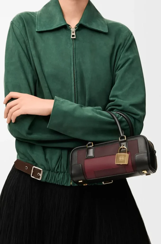 Borsa Amazona 23 corta in pelle di vitello nappa Nero/Borgogna Borsa Amazona 23 corta in pelle di vitello nappa Nero/Borgogna