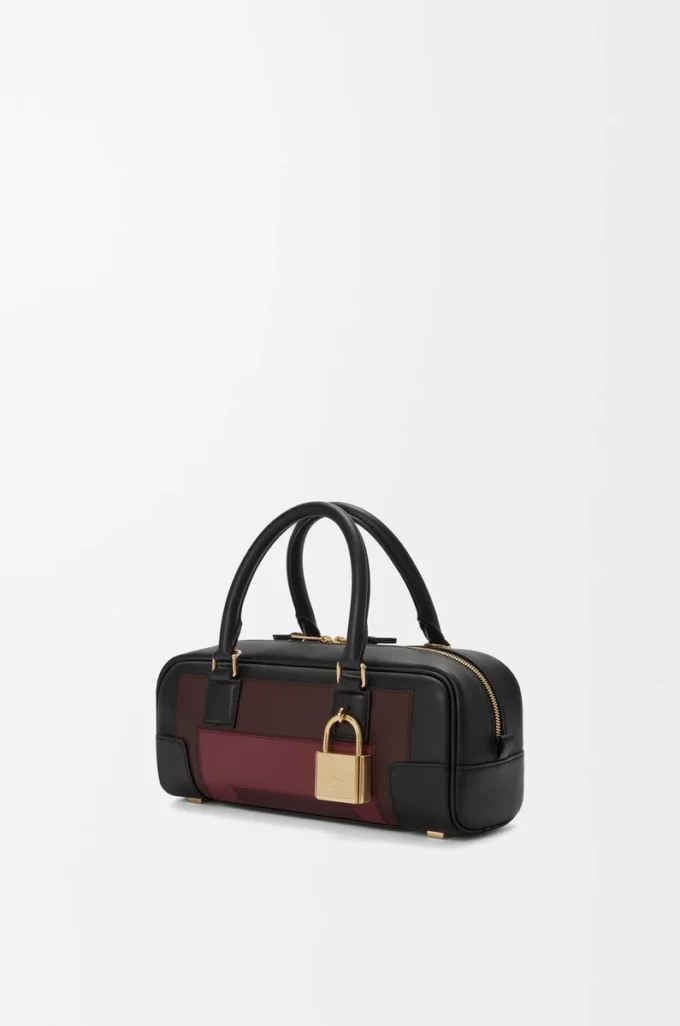 Borsa Amazona 23 corta in pelle di vitello nappa Nero/Borgogna Borsa Amazona 23 corta in pelle di vitello nappa Nero/Borgogna
