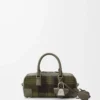 Borsa Amazona 23 corta in pelle scamosciata tartan e pelle di vitello nappa Kaki/Verde Borsa Amazona 23 corta in pelle scamosciata tartan e pelle di vitello nappa Kaki/Verde