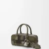 Borsa Amazona 23 corta in pelle scamosciata tartan e pelle di vitello nappa Kaki/Verde Borsa Amazona 23 corta in pelle scamosciata tartan e pelle di vitello nappa Kaki/Verde