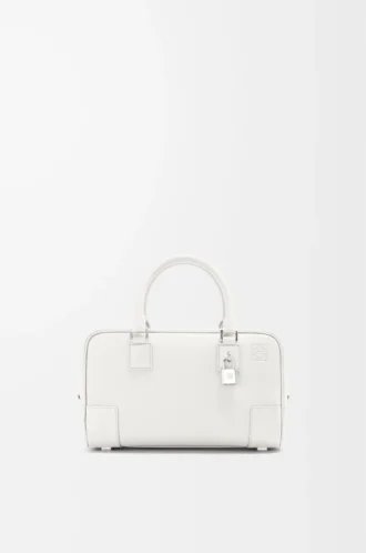 Borsa Amazona 23 in morbida pelle di vitello martellata Soft White