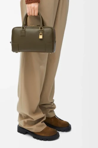 Borsa Amazona 23 in pelle di vitello nappa Dark Khaki