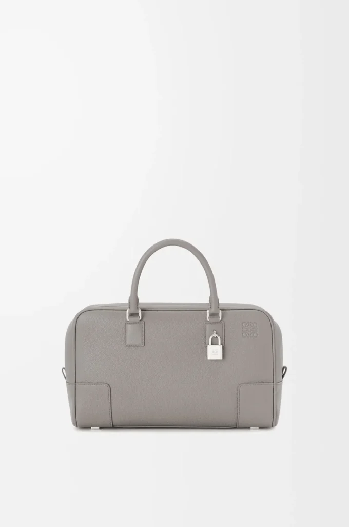 Borsa Amazona 28 in morbida pelle di vitello martellata grigio perla