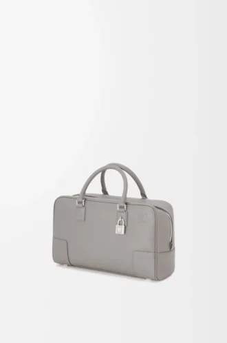 Borsa Amazona 28 in morbida pelle di vitello martellata grigio perla