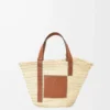 Borsa Basket in foglia di palma e pelle di vitello Naturale/Tan Borsa Basket in foglia di palma e pelle di vitello Naturale/Tan
