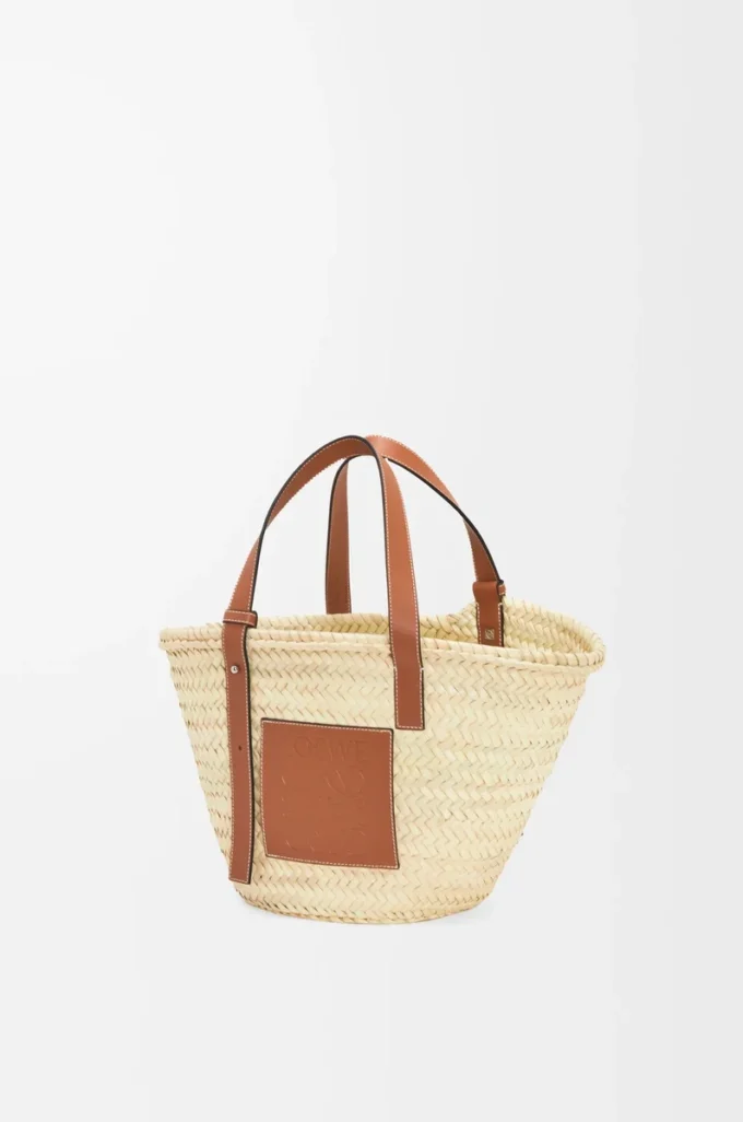 Borsa Basket in foglia di palma e pelle di vitello Naturale/Tan Borsa Basket in foglia di palma e pelle di vitello Naturale/Tan