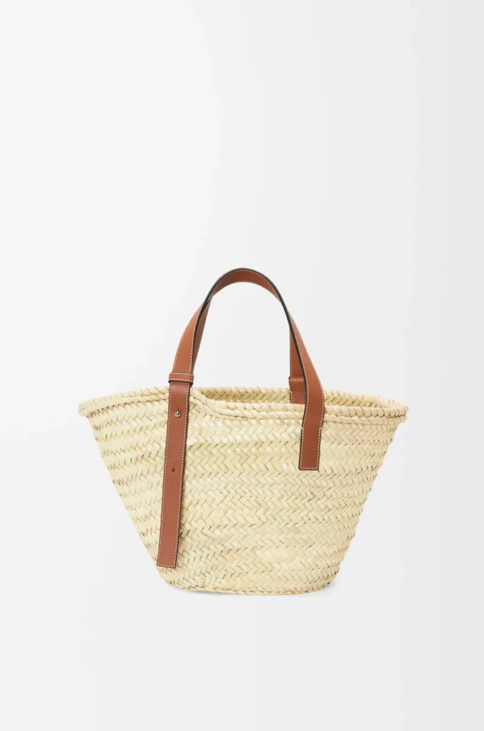 Borsa Basket in foglia di palma e pelle di vitello Naturale/Tan Borsa Basket in foglia di palma e pelle di vitello Naturale/Tan