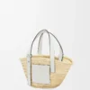 Borsa Basket piccola in foglia di palma e pelle di vitello Naturale/Bianco Borsa Basket piccola in foglia di palma e pelle di vitello Naturale/Bianco