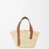 Borsa Basket piccola in foglia di palma e pelle di vitello Naturale/Cuoio Borsa Basket piccola in foglia di palma e pelle di vitello Naturale/Cuoio